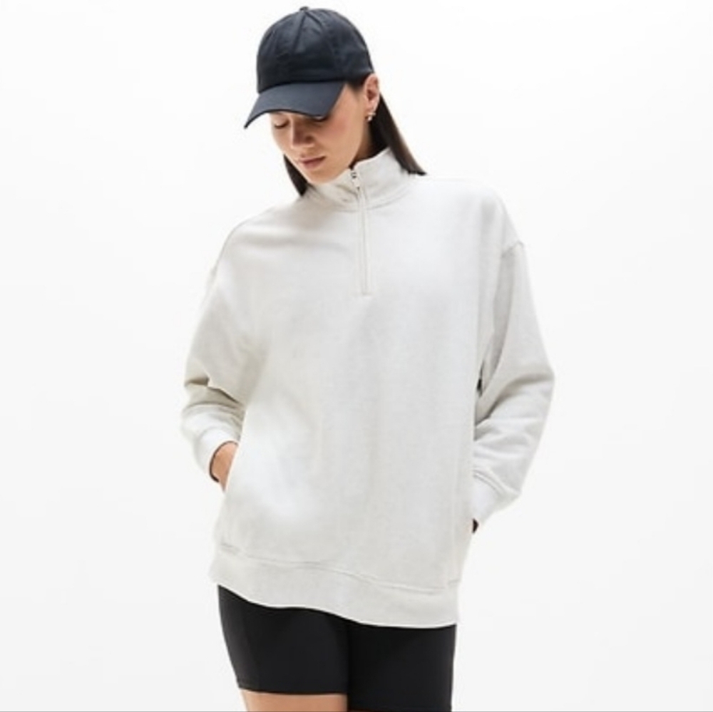 Athleta Gray 1/4 Zip Pullover - Large (TALL)